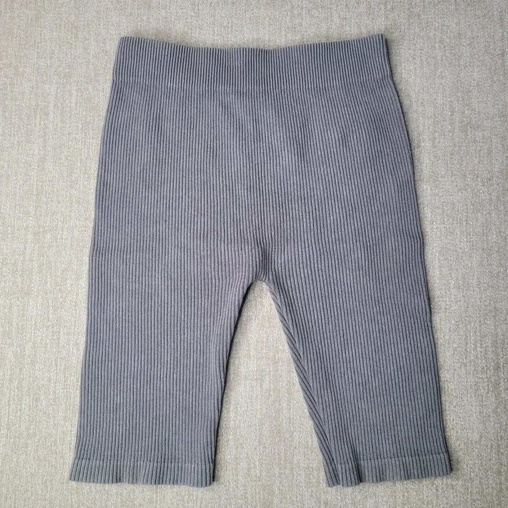 Zara Biker Shorts Women XS-S Gray Ribbed Knit High Waist Stretch Athleisure